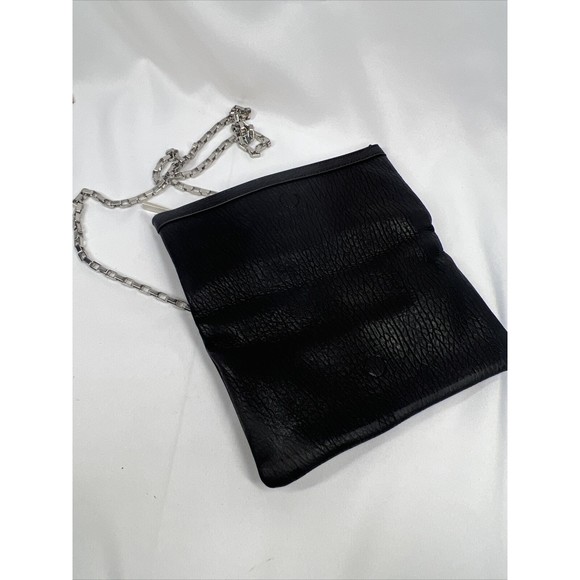 Express Black￼ Purse Folds To Clutch Shoulder Bag Silver Chain Zipper Magnet - Picture 2 of 8